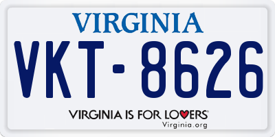 VA license plate VKT8626