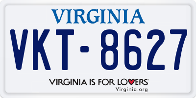 VA license plate VKT8627