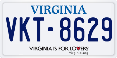 VA license plate VKT8629
