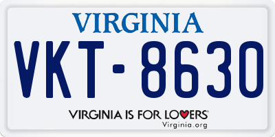 VA license plate VKT8630