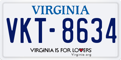VA license plate VKT8634
