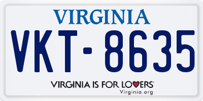VA license plate VKT8635