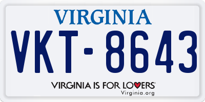 VA license plate VKT8643