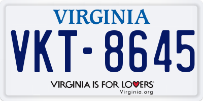 VA license plate VKT8645