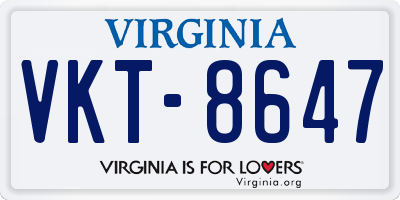 VA license plate VKT8647
