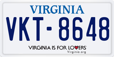 VA license plate VKT8648