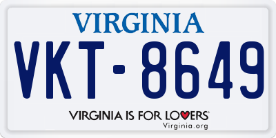 VA license plate VKT8649
