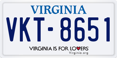 VA license plate VKT8651