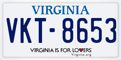 VA license plate VKT8653