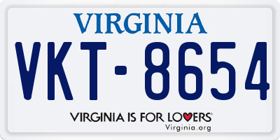 VA license plate VKT8654