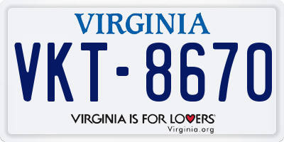 VA license plate VKT8670