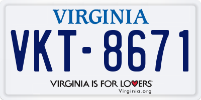 VA license plate VKT8671