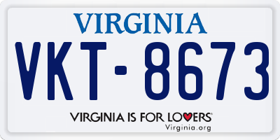 VA license plate VKT8673