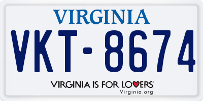 VA license plate VKT8674