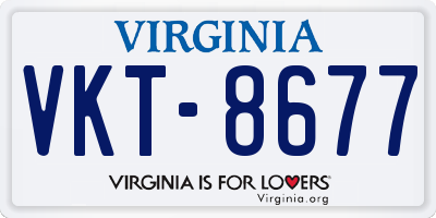 VA license plate VKT8677