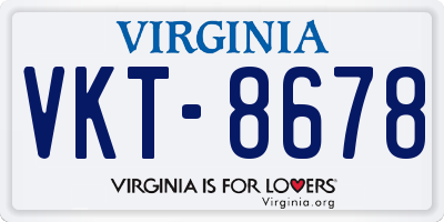 VA license plate VKT8678
