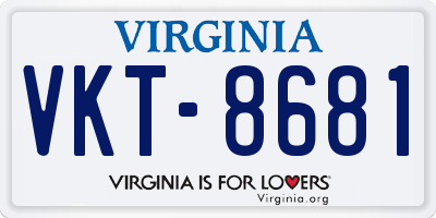 VA license plate VKT8681