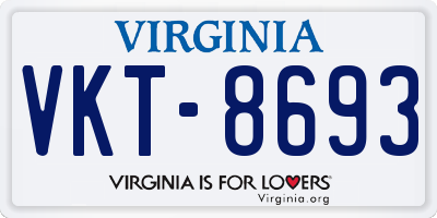 VA license plate VKT8693
