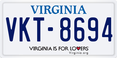 VA license plate VKT8694