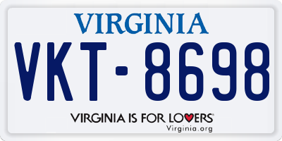 VA license plate VKT8698