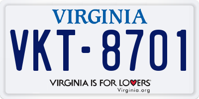 VA license plate VKT8701