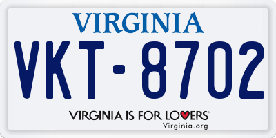 VA license plate VKT8702