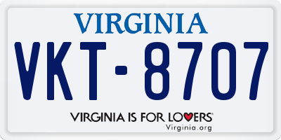 VA license plate VKT8707