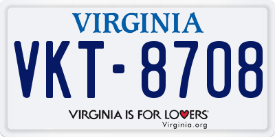 VA license plate VKT8708