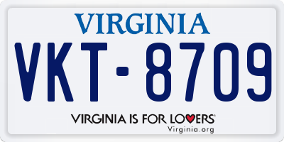VA license plate VKT8709