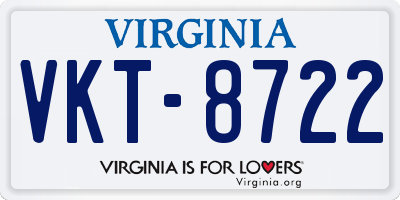 VA license plate VKT8722