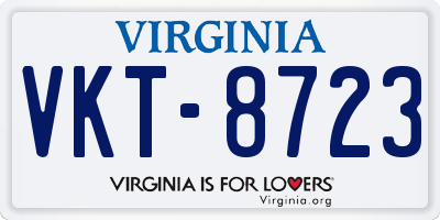 VA license plate VKT8723