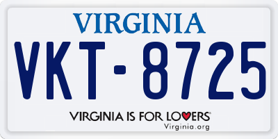 VA license plate VKT8725
