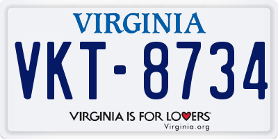 VA license plate VKT8734