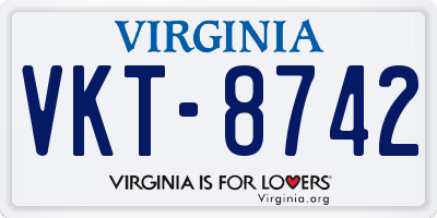 VA license plate VKT8742