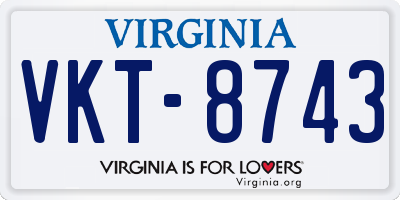 VA license plate VKT8743