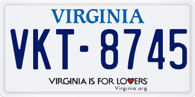 VA license plate VKT8745