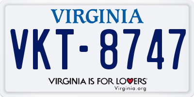 VA license plate VKT8747