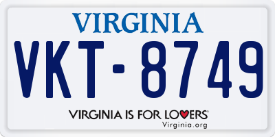 VA license plate VKT8749