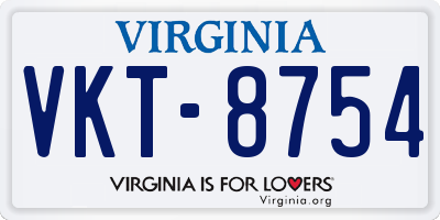 VA license plate VKT8754