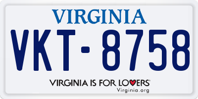 VA license plate VKT8758