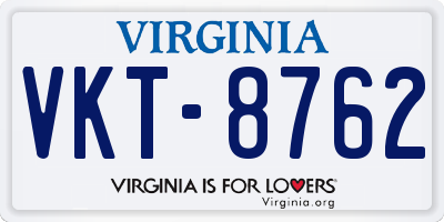 VA license plate VKT8762