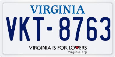 VA license plate VKT8763