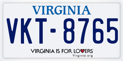 VA license plate VKT8765