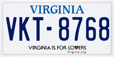 VA license plate VKT8768