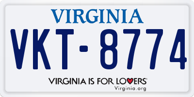 VA license plate VKT8774