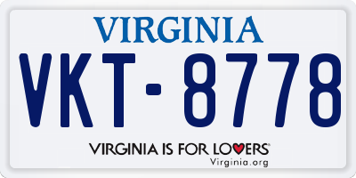 VA license plate VKT8778
