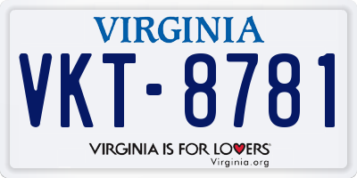 VA license plate VKT8781