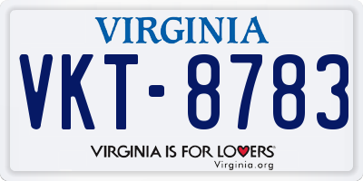 VA license plate VKT8783