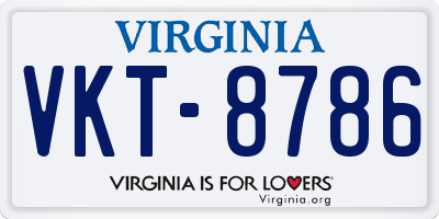 VA license plate VKT8786