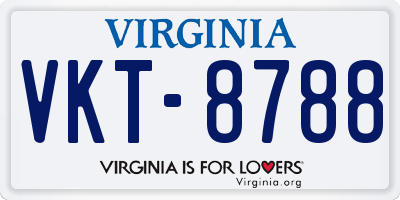 VA license plate VKT8788